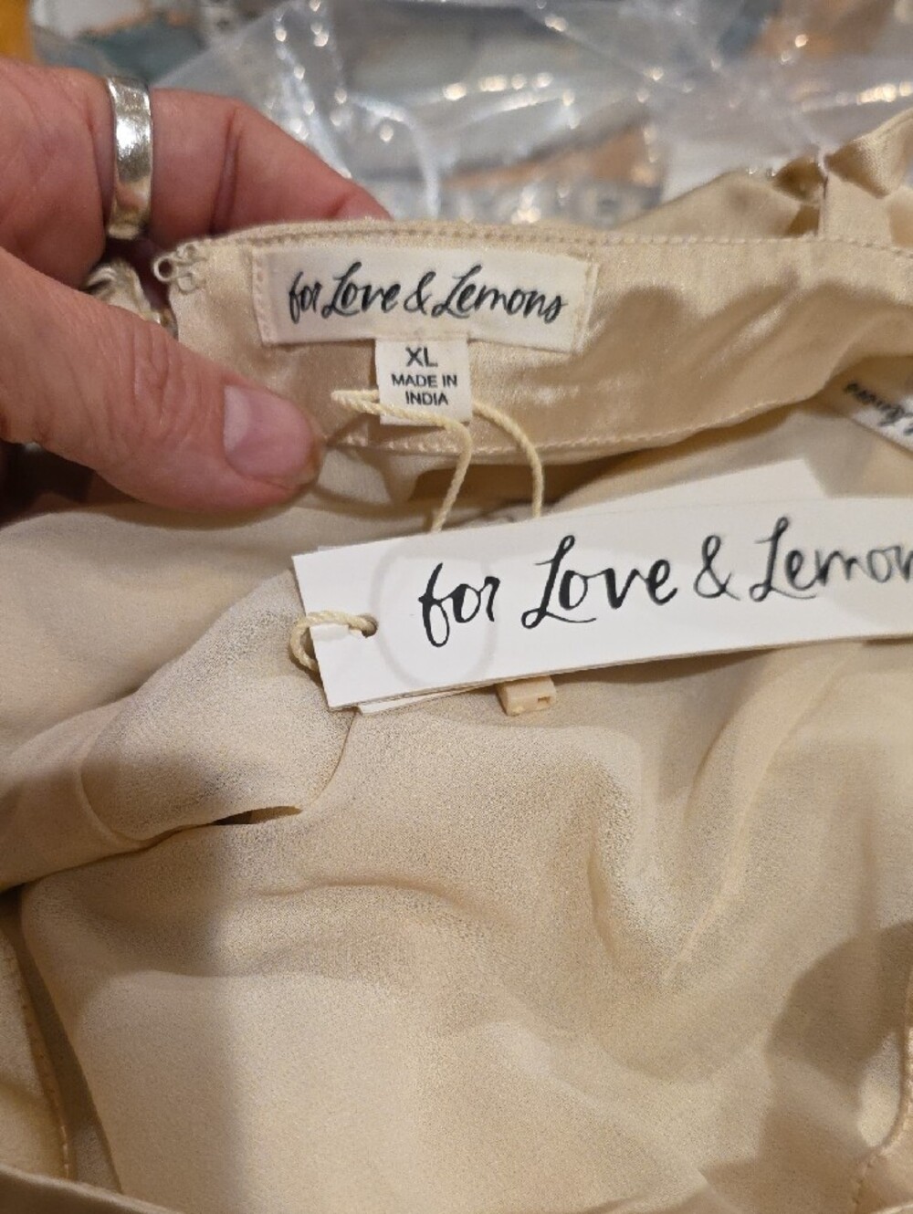 NEW $398 FOR LOVE & LEMONS SHOOTING STARS BEADED MINI DRESS IN CREAM SIZE XL - Picture 9 of 10